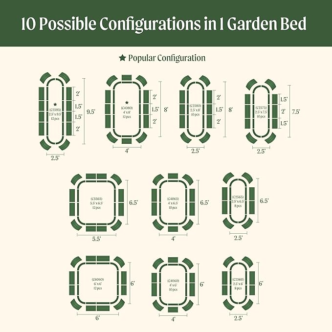 Vego garden Raised Garden Bed Kit, 17" Tall 10 in 1 Jumbo Modular Raised Garden Beds, Metal Planter Box for Vegetables, Flowers, Herbs, Modern Gray