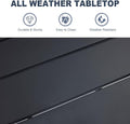 Outdoor Side Table, 18-Inch Square Iron Patio End Table in Black
