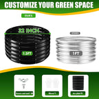 17" Tall Elevated Round Metal Rised Garden Bed- 2.7'x2.7' in Size and 0.8MM Thick Durable Planter Box for Vegetables Flowers Succulent at Patio/Garden Outdoor (Black, 2.7FT Diameter)