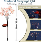 Solar Garden Lights 2 Pack Waterproof Swaying Starburst Light Solar Outdoor Lights for Yard Patio Walkway Pathway Party Wedding Decoration, Unique Gifts for Women, Orange