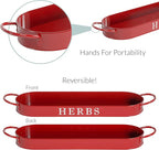 Barnyard Designs Indoor Herb Garden Planter Set with Tray, Metal Windowsill Plant Pots with Drainage for Outdoor or Indoor Plants, Set/3 (Brick Red)