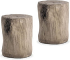 SUNBURY Outdoor Side Table Set of 2, Tree Stump Side Table Grey Colored Faux by SUNBURY