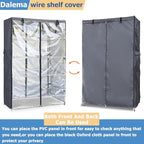 Waterproof Shelf Cover,600D Heavy Duty Dustproof Storage Wire Rack Covers,Outdoor Shelving Covers for Wire Shelves with Zipper 60''x24''x72'',Clear Front.