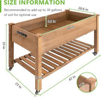Raised Garden Bed with Legs & Wheels –, Outdoor Elevated Planter Box with Storage Shelf & Hooks for Vegetables, Flowers, and Herbs for Outdoor Gardening, Patio, Balcony,48"x 24"x 33"(Brown)