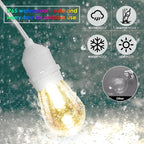 Mlambert 96Ft(2x48ft) Outdoor Patio Lights, RGB Cafe String Lights with Remote Control and 30+5 Dimmable LED Bulbs for Backyard Graden-White 2 Pack