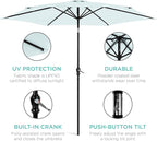 Best Choice Products 10ft Outdoor Table Compatible Steel Polyester Market Patio Umbrella w/Crank and Easy Push Button Tilt