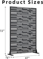 Casaphoria Metal Privacy Screen Outdoor, 72" H x 47" W Freestanding Decorative Privacy Screen for Patio Deck Balcony Garden with Stable Base, Shine Black