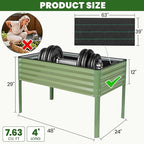 G GOOD GAIN Elevated Raised Garden Bed 2' x 4'- Galvanized Metal Planter Boxes with Legs, Outdoor Planters for Backyard/Patio/Balcony, with Drainage Holes for Vegetables, Flowers, Herbs, Green