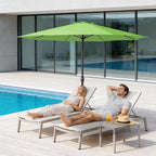 MEWAY 12ft Patio Umbrella Outdoor Table Umbrellas with Crank, Market Umbrella 8 Sturdy Ribs for Deck, Garden, Pool and Backyard, Grass Green