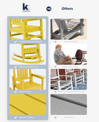 KINGYES Outdoor Rocking Chair Set of 2, High Density Polyethylene Patio Rocking Chairs with 330lbs Support for Adults, Yellow