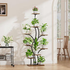 Plant Stand Indoor with Grow Lights - Lighted Plant Shelf Indoor, 64.5" Tall Corner Plant Stands for Indoor Plants, 9 Tiered Tree-Shaped Flower Shelf Metal Holder for Living Room, Bedroom, Black