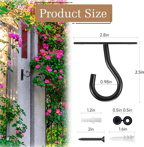 4Pack 2.5Inch Ceiling Hooks for Hanging Plant, Hanger for Indoor and Outdoor Planters Pots Holder, Wall Hook for Plant, Flower Basket, Wind Chimes, Lanterns, Lights, Bird Feeders, Home Decor