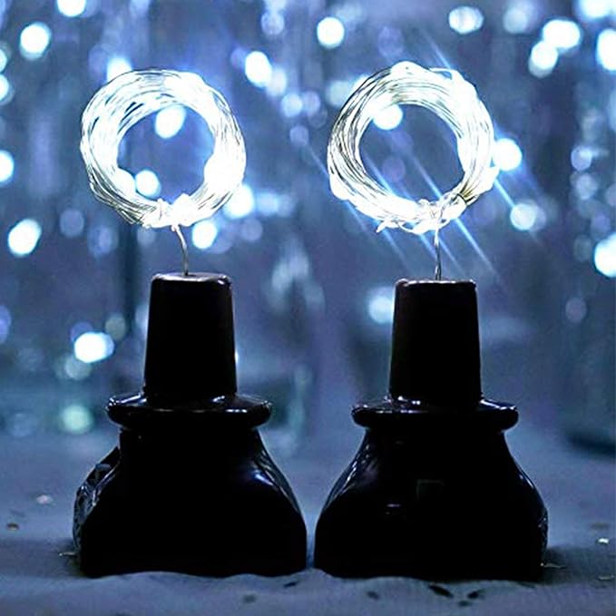 String Lights for Wine Bottles, 12 Pack, Solar Powered, Cool White