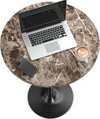 Furmax Bistro Pub Table Round Bar Height Cocktail Table for Home Bar, Round Bar Tables for Party, Dining Room, Living Room and Wedding, Metal Base MDF Top Obsidian, 40.6 Inch Height (1, Faux Marble)