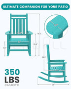 SEWALL HDPE Rocking Chair, Oversized Outdoor Rocking Chair for Adults, Patio Rocker for Porch, Aruba