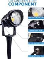 SUNVIE 12W Low Voltage Landscape Lighting LED Landscape Lights 3000K Waterproof Garden Pathway Lights 12V Outdoor Spotlights with Spike Stand, 2 Pack with Connectors