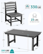 SERWALL Patio Dining Sets for 6 Person, HDPE Dining Set with 6 Armless Chairs, Gray