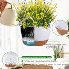 Hanging Planters for Indoor Plants, Set of 2 8/10 Inch Self-Watering Hanging Pots with Drainage Hole & Removable Water-Storage Tray II Screw-in Hooks