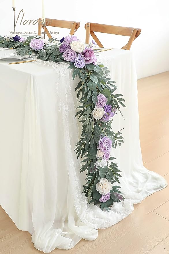 Artificial Flower Garland 6ft Lilac Eucalyptus Willow Vine