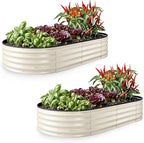 Plant & Plot Galvanized Raised Garden Beds Outdoor // 6×3×1 ft (2-Pack) Planter Raised Beds for Gardening, Vegetables, Flowers // Large Metal Garden Box // Patented Tool-Free Design (White)