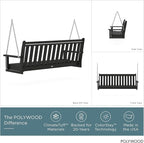 POLYWOOD GNS60BL Vineyard 60" Outdoor Swing, Black
