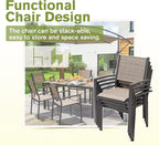 Homall Patio Dining Set 7 Pieces Outdoor Furniture with Large Table and 6 Textilene Chairs for Porch, Poolside, Yard and Garden, Brown