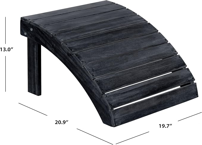 Ottoman, Outdoor Acacia Wood, Dark Slate Gray, 19.7 x 20.9 Inch