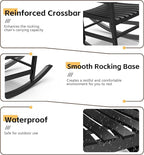 Patio Rocking Chair Outdoor Set of 2,Weather Resistant Poly Resin Oversized Porch Rocker,High Back Smooth Design,350lb Weight Capacity,Indoor Outdoor Use(2, Black)