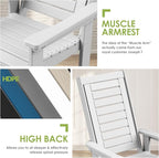 GREENVINES Outdoor Rocking Chair Set | 3-Piece | 2 Rocking Chairs with 1 Side Table | Porch Rocker | HDPE Plastic | White | Patio Furniture Sets | High Back | Big & Tall | Ladder Back
