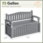 Homall 75 Gallon Outdoor Storage Benches Lockable Deck Box with Waterproof and UV Resistant, Waterproof Storage Box for Patio Furniture, Tools, Cushions (Grey)