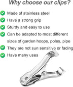 20 Pcs 2inches Gardening Clips for Netting, Greenhouse Clamps Made of Stainless Steel, Have a Strong Grip of Metal Clips, For 3/8'', 1/2'', 3/4'' Garden Hoops or Greenhouse Frame