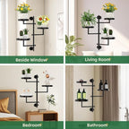 Window Plant Shelves Plant Shelf Indoor Metal Plant Stand Rotating Window Shelf for Plants 3 Tier Plant Stand Wall Plant Holder Wall Planters for Indoor Plants, Outdoor Plant Stands for Patio, Black