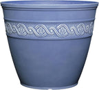 Classic Home and Garden Corinthian Resin Flower Pot Planter, Slate Blue, 8"