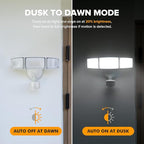 LUTEC 2 Pack 72W 7500LM LED Security Lights Motion Sensor Light Outdoor, 5000K Daylight, IP65 Waterproof, Dusk to Dawn, 3-Head Motion Detected Flood Light for Garage, Yard, Porch(White)