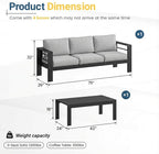 Solaste Aluminum Patio Furniture Set for All Weather, Oversized Metal Outdoor Furniture Set with 27.5" Deep Seating and 3.2" Wide Armrest, Outdoor Patio Sofa with 10" Back Suport Cushion