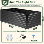 DTIG Galvanized Raised Garden Bed for Vegetables Flowers Herbs, Tall Metal Raised Garden Bed Kit with Garden Tools, Gloves, Plant Labels, Black 6×3×2FT
