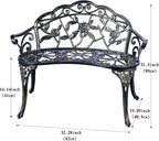 Patio Balcony Bench Double Seat, Anti-Rust Cast Aluminum Patio Garden Bench for Park Yard Outdoor Furniture Copper.1