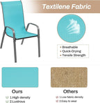 TLSUNNY Patio Chairs, Stackable Textilene Outdoor Dining Furniture for All Weather, with 17.7″ Wide Seat & Metal Frame, for Garden, Backyard, Deck, Restaurant, Poolside (6, Turquoise Blue, 24.6″)