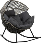 Shintenchi Wicker Egg Chair,Oversized Outdoor Indoor Rocking Chair,Large PE Rattan Rocking Chair with Cushion for Patio, Balcony, Backyard, Garden,Deep Grey