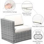 Tangkula 8 Pieces Wicker Patio Furniture Set with Storage Deck Box, PE Rattan Outdoor Sectional Sofa Conversation Set with Coffee Table & Cushions, Outside Furniture for Garden Yard Poolside (White)