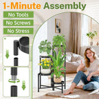 iDavosic.ly Plant Stand Indoor Outdoor, 4 Tier Corner Metal Flower Display Holder Shelf, Easy Assembly Folding Tall Orchid Rack for Patio Balcony Porch Garden Living Room House, Black