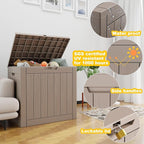 30 Gallon Outdoor Deck Box, Lockable Waterproof Outdoor Storage Boxes For Garden Tools,Indoor Cushions,Accessories Outside Storage Resin Weatherproof Container(Grey)