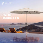 JEAREY 9FT Outdoor Patio Umbrella Market Umbrella with Push Button Tilt and Crank, Outdoor Table Umbrellas 8 Sturdy Ribs UV Protection Waterproof for Garden, Deck, Backyard, Pool (Cream Beige)