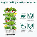 6 Tiered Strawberry Planters, Vertical Garden Tower, Stacking Planter with Support Pole, Stackable Herb Vegetable Planters Indoor and Outdoor - Black
