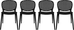 2xhome Set of 4 Patio Dining Chairs | Modern Stackable Outdoor Pool Side Chair | Weather Resistant Plastic for Yard, Porch, Balcony, Kitchen, Black