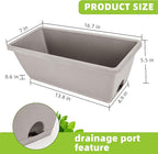 Window Box Planter, 7 Pack Plastic Vegetable Flower Planters Boxes 17 Inches Rectangular Flower Pots with Saucers for Indoor Outdoor Garden, Patio, Home Decor
