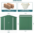 Gizoon Outdoor Storage Shed 8 x 6 FT, Galvanized Metal Garden Shed - Image 7