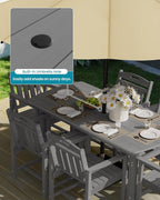Ciokea HDPE Outdoor Dining Table with Umbrella Hole,66" Rectangle Patio Table for 6,All-Weather Outdoor Patio Furniture Set for Garden Backyard,Grey