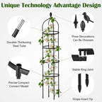Garden Obelisk Trellis for Climbing Plants Outdoor 6 Ft Rose Bush Round Trellis with Grow Bag for Pots Rustproof Metal Plant Flower Trellises for Clematis Vine Jasmine Support Outdoor Indoor
