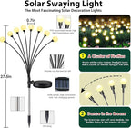 12-Pack Garden Solar Lights, 96 LED Solar Lights Outdoor for Garden Decor, Waterproof Firefly Light Outdoor (Sway by Wind), Swaying Light for Outside Yard Pathway Landscape Decorations (Warm White)